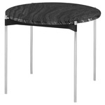 Pixie Side Table - Brushed Stainless Steel / Black Wood Vein Marble