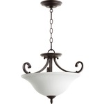 Bryant Pendant / Semi-Flush Ceiling Light - Satin Opal / Oiled Bronze