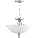 Jardin Pendant / Semi Flush Ceiling Light - Satin Nickel / Satin Opal