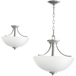 Reyes Semi-Flush Ceiling / Pendant Light - Classic Nickel / Satin Opal