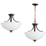 Reyes Semi-Flush Ceiling / Pendant Light - Oiled Bronze / Satin Opal