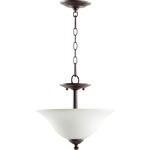 Spencer Pendant / Semi-Flush Ceiling Light - Satin Opal / Oiled Bronze