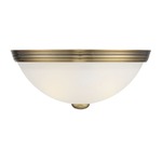 Curved Glass Ceiling Light Fixture - Warm Brass / White Etched