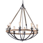 Lodge Chandelier - Weathered Wood / Bronze