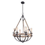 Lodge Chandelier - Weathered Wood / Bronze