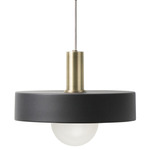 Record Pendant - Brass Socket / Black Shade