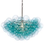 Bubbles Chandelier - Brushed Nickel / Aqua Glass