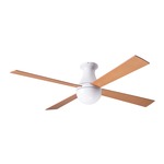 Ball Flush Ceiling Fan - Gloss White / Maple