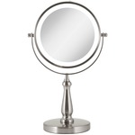 1X/8X LED Lighted Dual Sided Cordless Vanity Mirror - Satin Nickel / Mirror