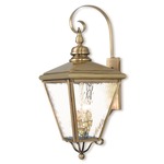 Cambridge Outdoor Wall Light - Antique Brass / Clear Water