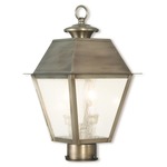 Mansfield Small Outdoor Post Light - Vintage Pewter / Clear Seeded