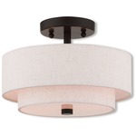 Claremont Semi Flush Ceiling Light - English Bronze / Oatmeal