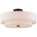 Claremont Semi Flush Ceiling Light - English Bronze / Oatmeal