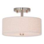 Meridian Semi Flush Ceiling Light - Brushed Nickel / Oatmeal