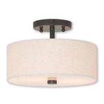 Meridian Semi Flush Ceiling Light - English Bronze / Oatmeal