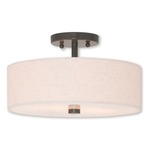 Meridian Semi Flush Ceiling Light - English Bronze / Oatmeal