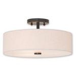 Meridian Semi Flush Ceiling Light - English Bronze / Oatmeal