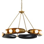 Hopper Chandelier - Dark Vintage Brass / Opal