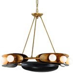 Hopper Chandelier - Dark Vintage Brass / Opal