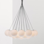 Glass 120 Cluster Chandelier - Brushed Aluminum / Matte Opal