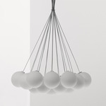 Glass 120 Cluster Chandelier - Brushed Aluminum / Matte Opal