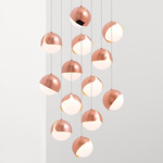 Ohm Round Multi Light Pendant - Polished Copper / Matte Opal