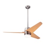 Velo DC Ceiling Fan with Light - Bright Nickel / Maple