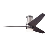 Velo Flush DC Ceiling Fan with Light - Bright Nickel / Ebony Wood