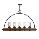 Atwood Linear Pendant - Iron / Clear Seeded