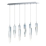 Quartz Linear Pendant - Polished Chrome / Crystal