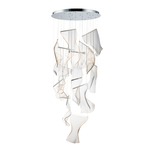 Rinkle Round Multi Light Pendant - Polished Chrome / Clear Patterned Acrylic