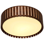 Ripado Drum Flush Mount - American Walnut / White Acrylic