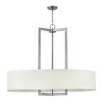 Hampton Large Drum Pendant - Antique Nickel / Off White