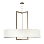 Hampton Large Drum Pendant - Brushed Bronze / Off White