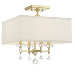 Paxton Semi Flush Ceiling Light - Antique Gold / Clear