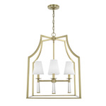 Baxter Open Frame Chandelier - Aged Brass / White Silk