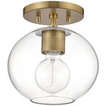 Margot Semi Flush Ceiling Light - Aged Brass / Clear