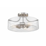 Delaney 3 Light Semi Flush Ceiling Light - Brushed Nickel / Clear