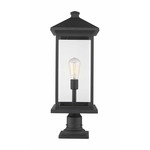 Portland Outdoor Pier Light with Traditional Base - Black / Clear