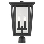 Seoul Outdoor Post Light with Round Fitter - Black / Clear