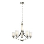 Elmwood Park Chandelier - Brushed Nickel / Satin Etched