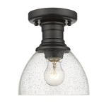 Hines Semi Flush Ceiling Light - Black / Seeded