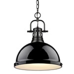 Duncan Chain Pendant with Diffuser - Matte Black / Black / Frosted