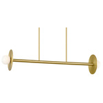 Nodes 2 Light Linear Chandelier - Burnished Brass / Milk White