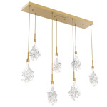 Blossom Linear Multi Light Pendant - Gilded Brass / Clear