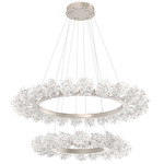 Blossom Two Tier Ring Chandelier - Beige Silver / Clear