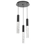 Axis Round Multi Light Pendant - Matte Black / Clear