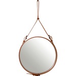 Adnet Round Mirror - Tan Leather