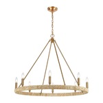 Abaca Wide Chandelier - Satin Brass / Abaca Rope