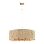 Abaca Wide Drum Chandelier - Satin Brass / Abaca Rope